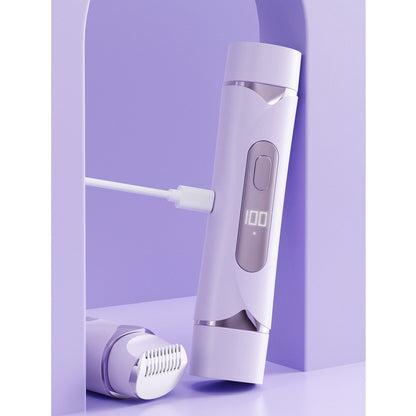 2-in-1 Electric Shaver and Bikini Trimmer with LED Display Facial Hair Remover-Purple