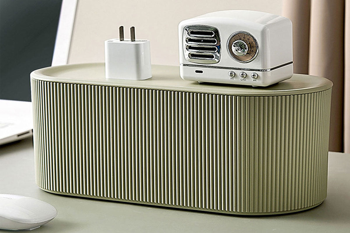 2Pcs Cable Storage Box Wire Management Case Power Plug Socket Organizer Box-Green