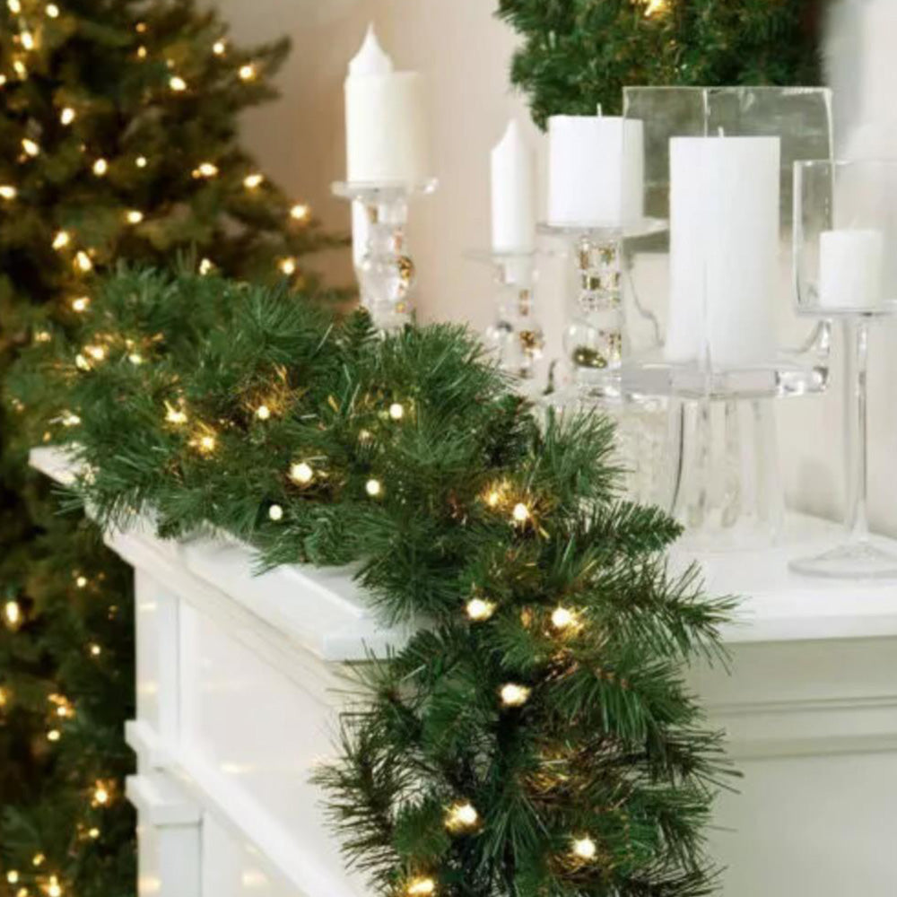 10M Christmas Garland with LED Lights Artificial Wreath Stairs Rattan Decoration Xmas String Light