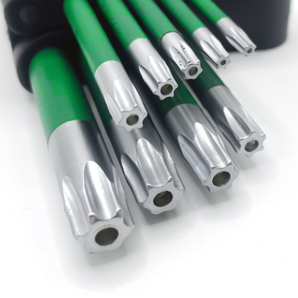18Pcs Long Arm Ball End Hex Key with CRV Steel for Car Motorcycle Repair-Green