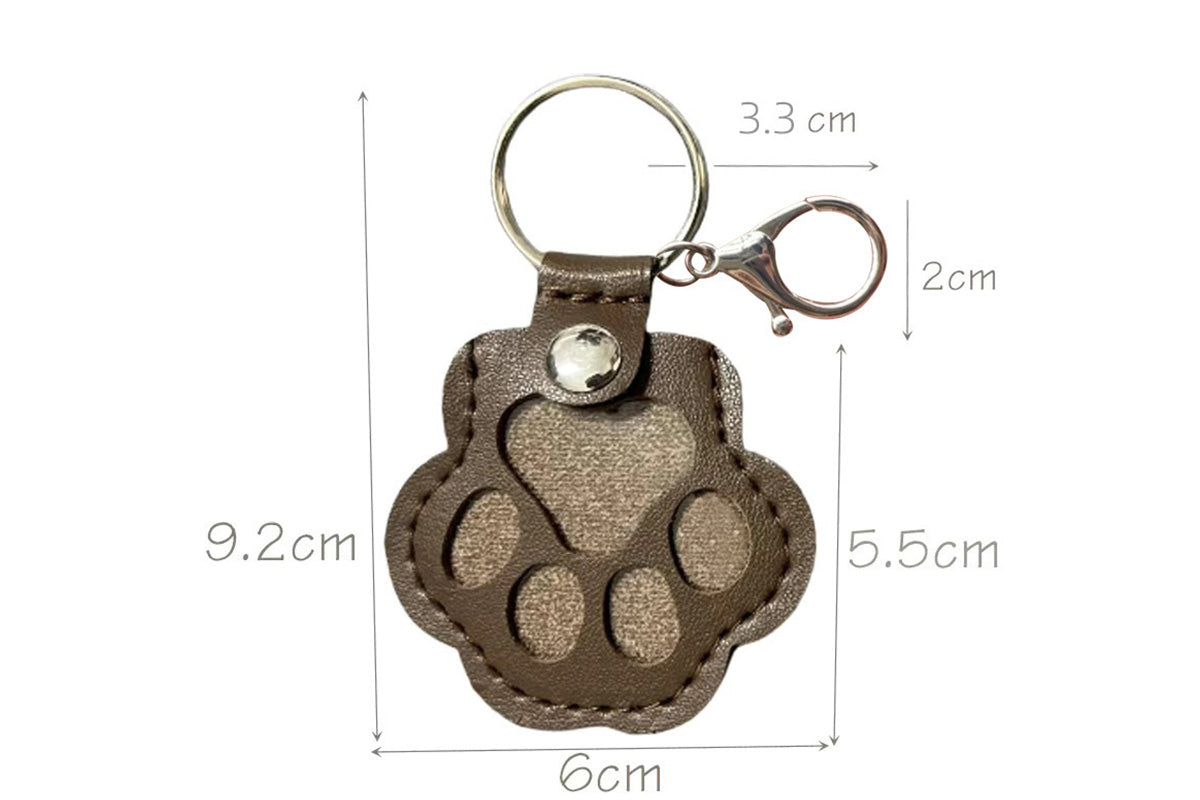 4Pcs Pet Paw Shaped Key Chain Pet Fur Key Chain Pet Memorial Gift Key Ring-Brown