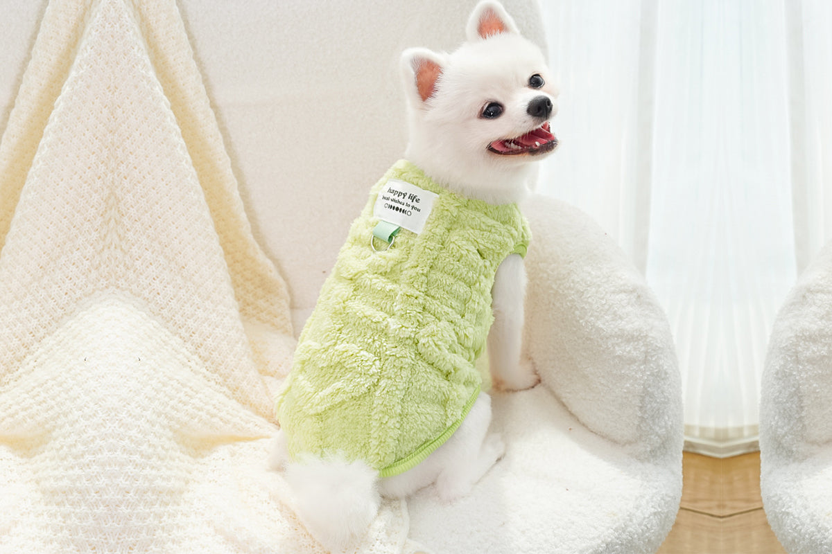 Sherpa Fleece Dog Jumper Sweater with D-Ring for Small Dogs Chihuahua Yorkshire -Green