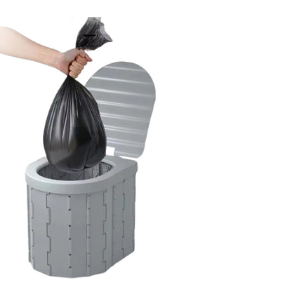 Portable Travel Camping Toilet Folding Toilet with Lid Car Potty Gray