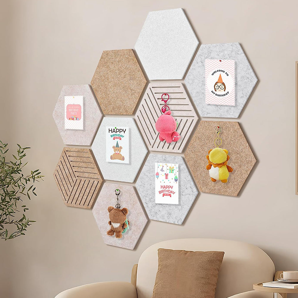 90Pcs Set Hexagon Felt Bulletin Board Wall Panels