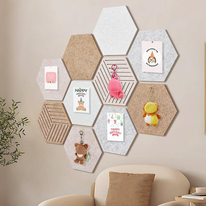 90Pcs Set Hexagon Felt Bulletin Board Wall Panels