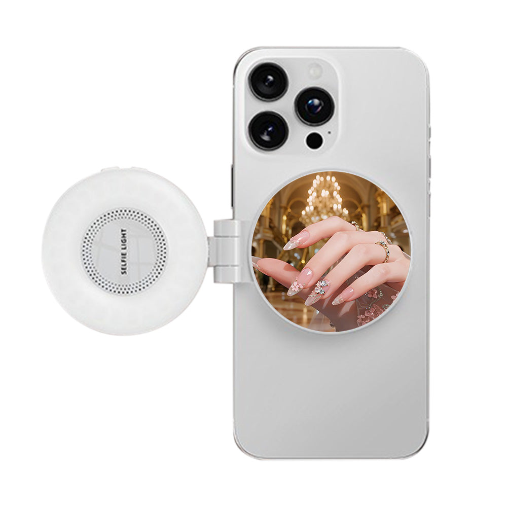 Phone Selfie Light Rechargeable Folding Phone Fill Light With Mirror-White