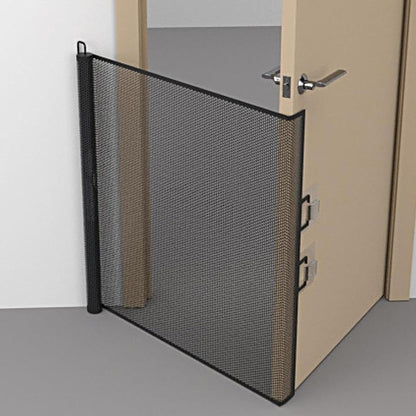 Retractable Dog Gate for Outdoor Staris Hallways Doorways No Drill-Black