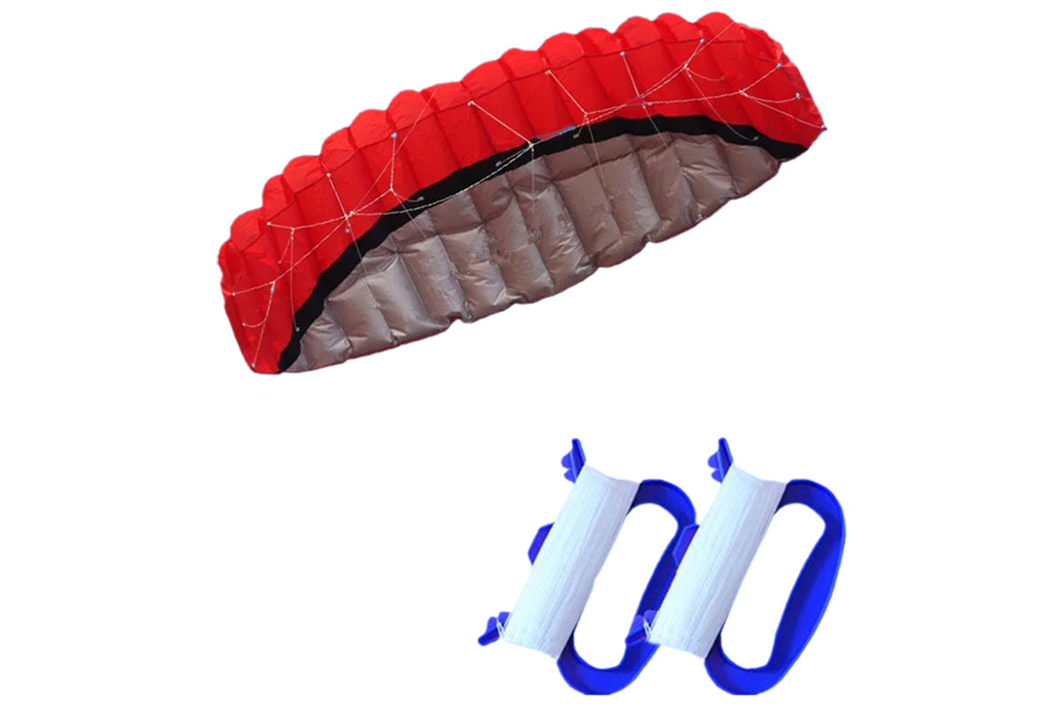2.5m Dual Line Parafoil Parachute Stunt Sport Beach Kite Outdoor Frameless Toy-Red