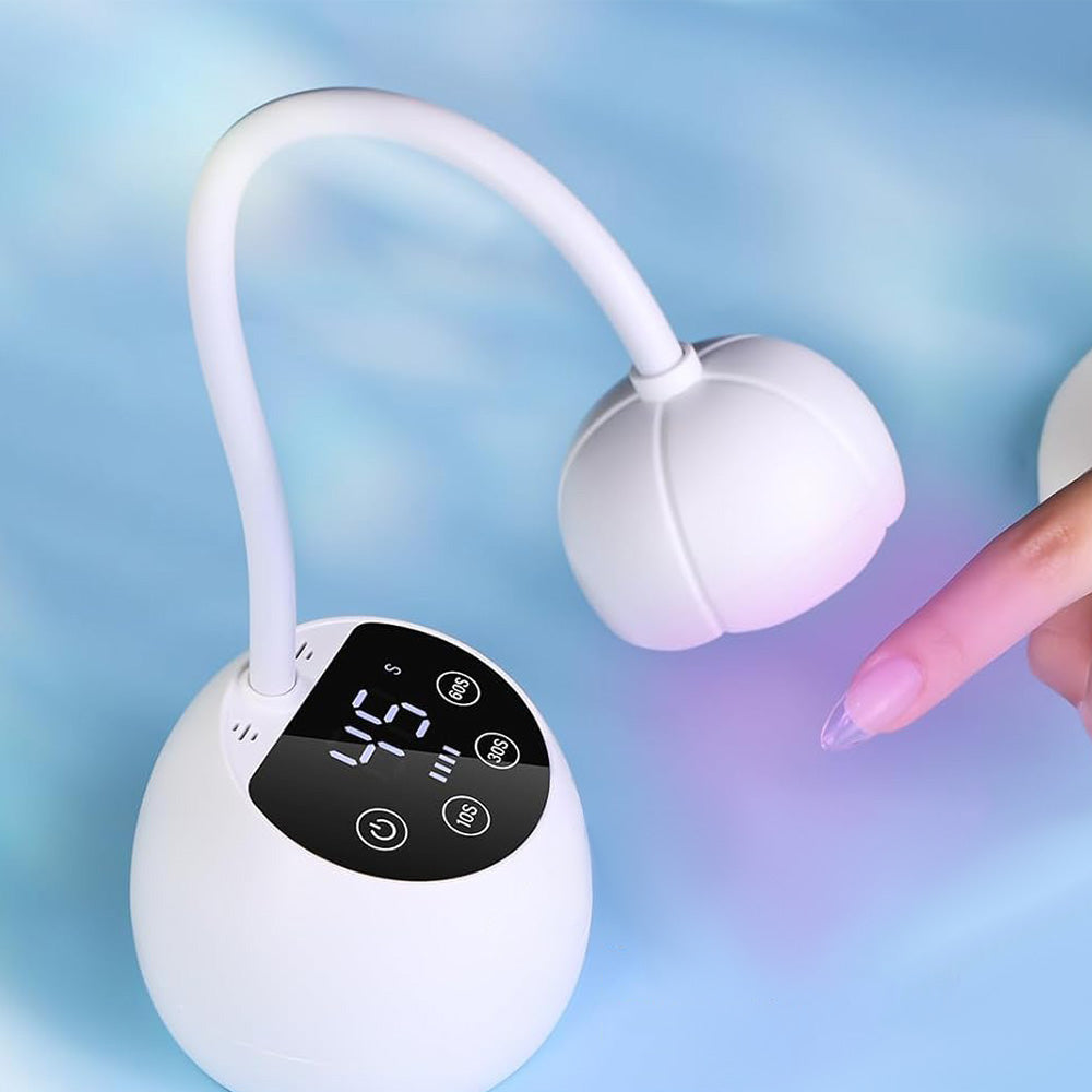 UV LED Nail Lamp Mini Cordless Gel Dryer With Adjustable Gooseneck For Gel Nails White