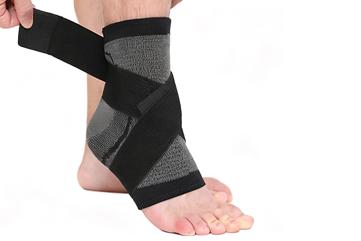 Sports Ankle Brace Support Compression Sleeve for Foot Stabilization-Grey