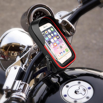 Waterproof Bike Phone Holder Fully Enclosed Touch Sensitive Bike Handlebar Phone Mount-Red