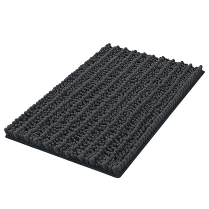 Chenille Fabric Bathroom Rugs Mat With Non Slip Rubber Backing Home Decor Accessories-Grey