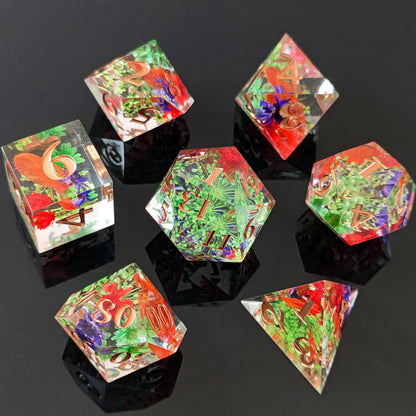 7Pcs Set DND Dice Resin Dice Table Games Accessories Style 3