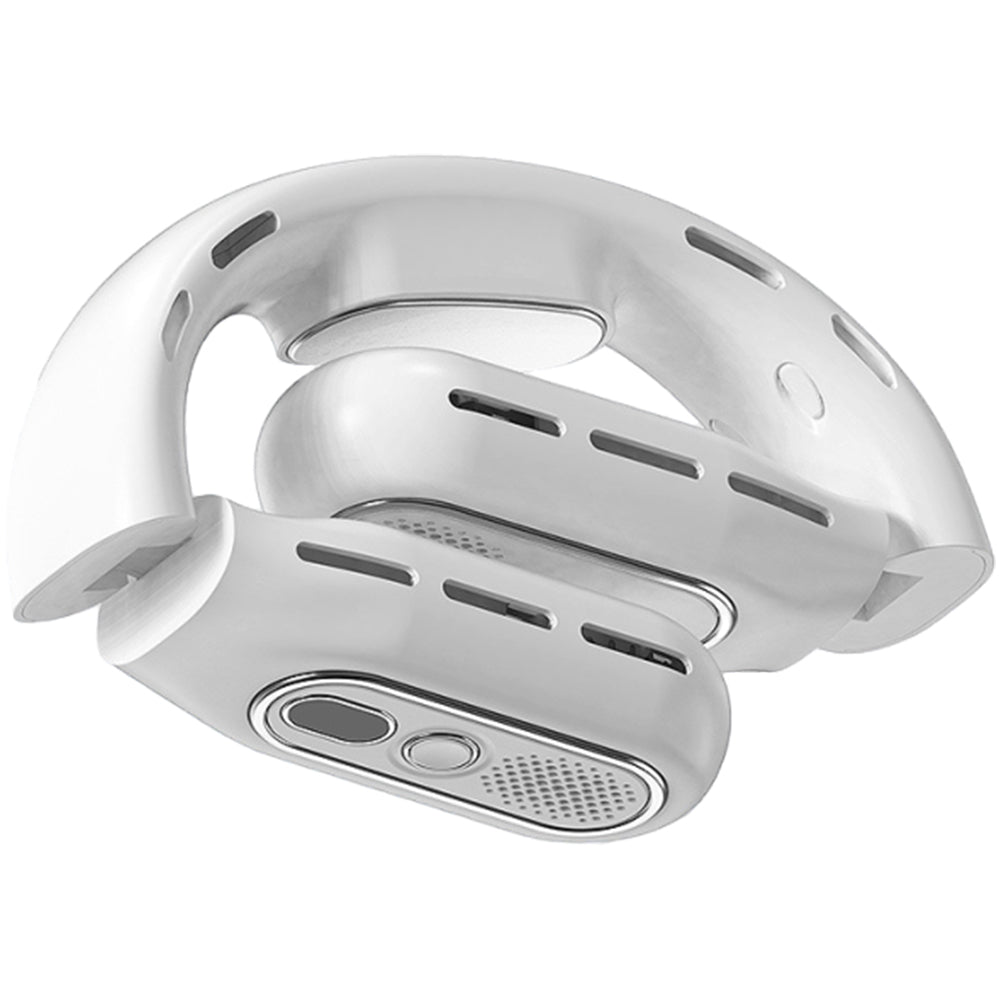 Portable Bladeless Neck Fan Foldable Hands Free Air Cooling Fan Rechargeable White