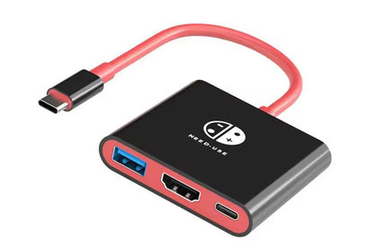 3-in-1 Dock for Nintendo Switch OLED TV Docking Station - Black and Red