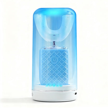 U-Shaped Automatic Electric Toothbrush ¨C With Built-In Sanitizing Cup Sky Blue