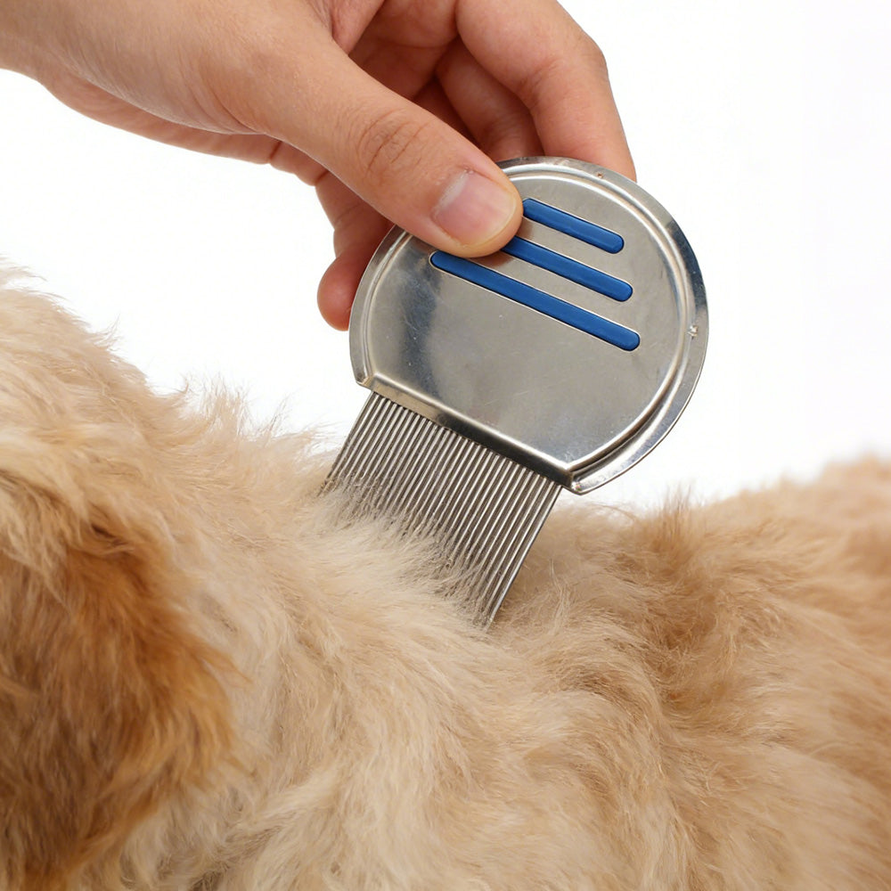 Stainless Steel Pet Flea Comb Fine Tooth Grooming Tool Blue