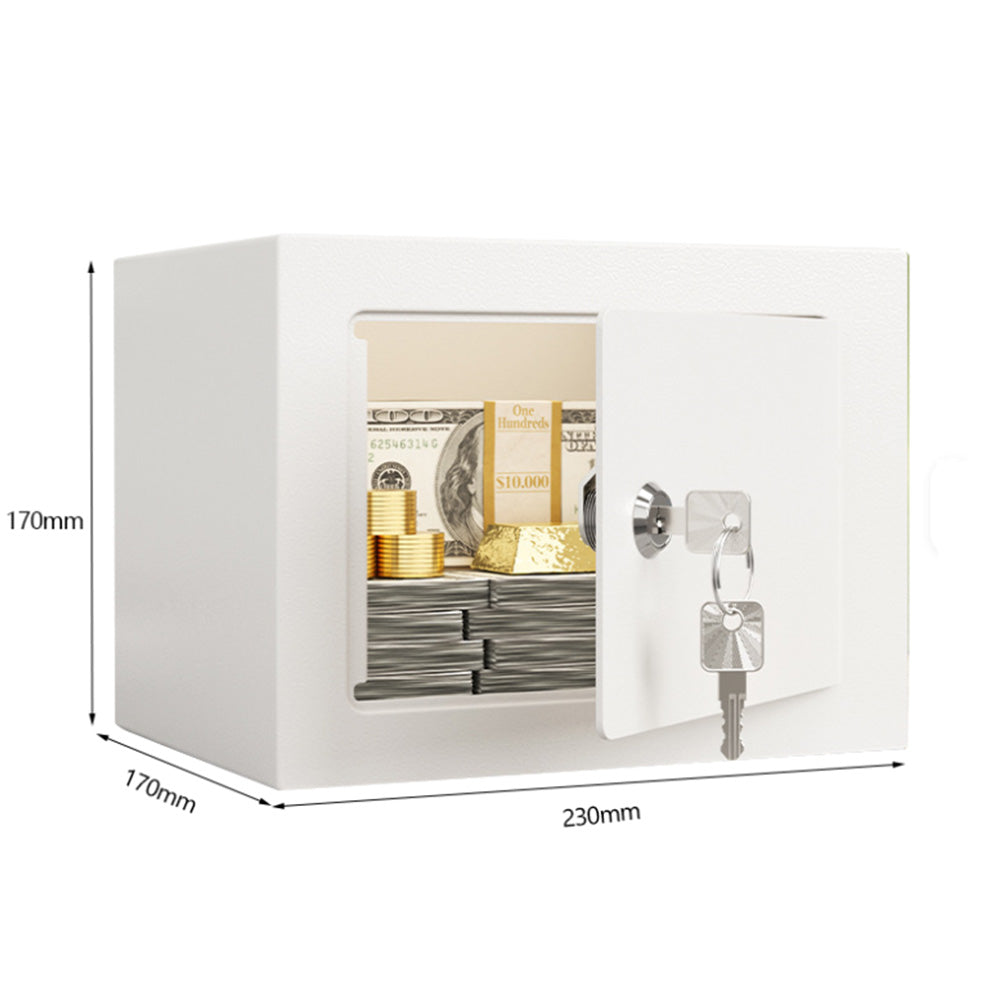 Small Safe Box with Key Lock Mini Security Safe for Money Cash Jewelry-White