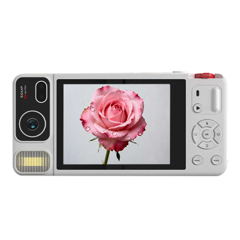 Digital Camera with 270 Degree Rotating Lens for Selfie Vlog -White