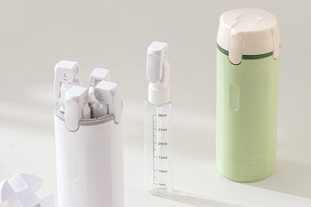4 in 1 Travel Dispenser with 30ml Travel Bottles - Green