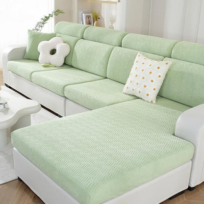 2Pcs Stretch Sofa Cushion Cover Lounge Sofa Seat Slipcover Protector Couch Cover Green