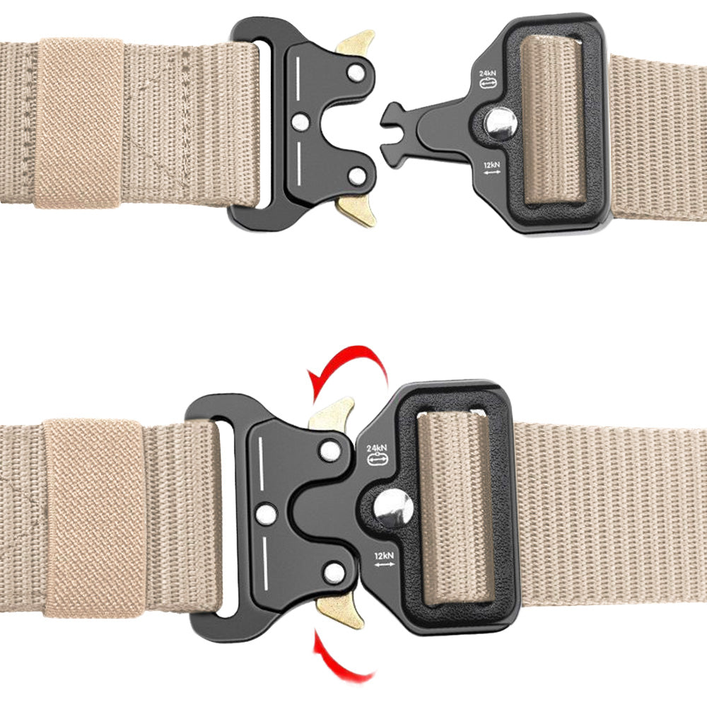 Nylon Tactical Belt Quick-Release for Outdoor Work Daily-Khaki