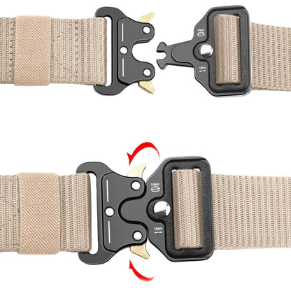 Nylon Tactical Belt Quick-Release for Outdoor Work Daily-Khaki