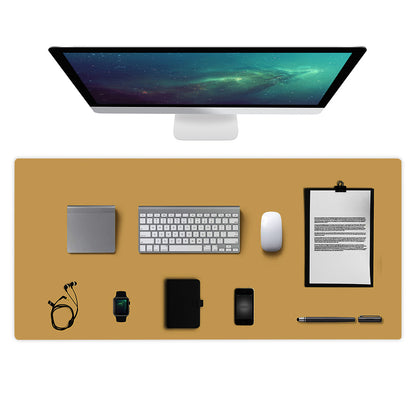 Dual-Sided Leather Desk Pad and Mouse Mat-Yellow and Blue