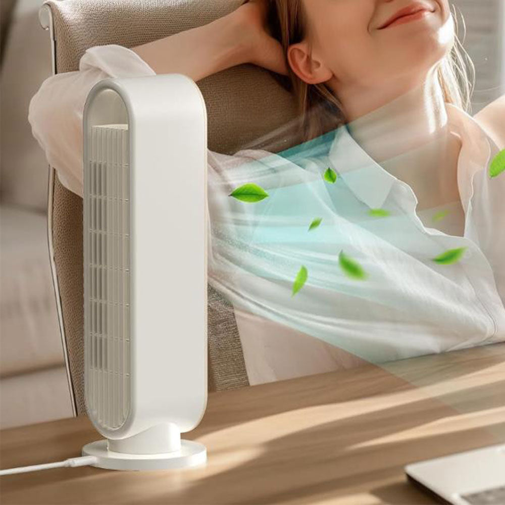 3-Speed Adjustable Oscillation Fan Bladeless Digital Display Desk Fan with Timer Setting Beige