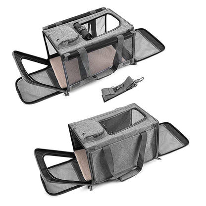 Pet Carrier for Large Cats Washable Dog Carrier Privacy Protection for Travel-grey
