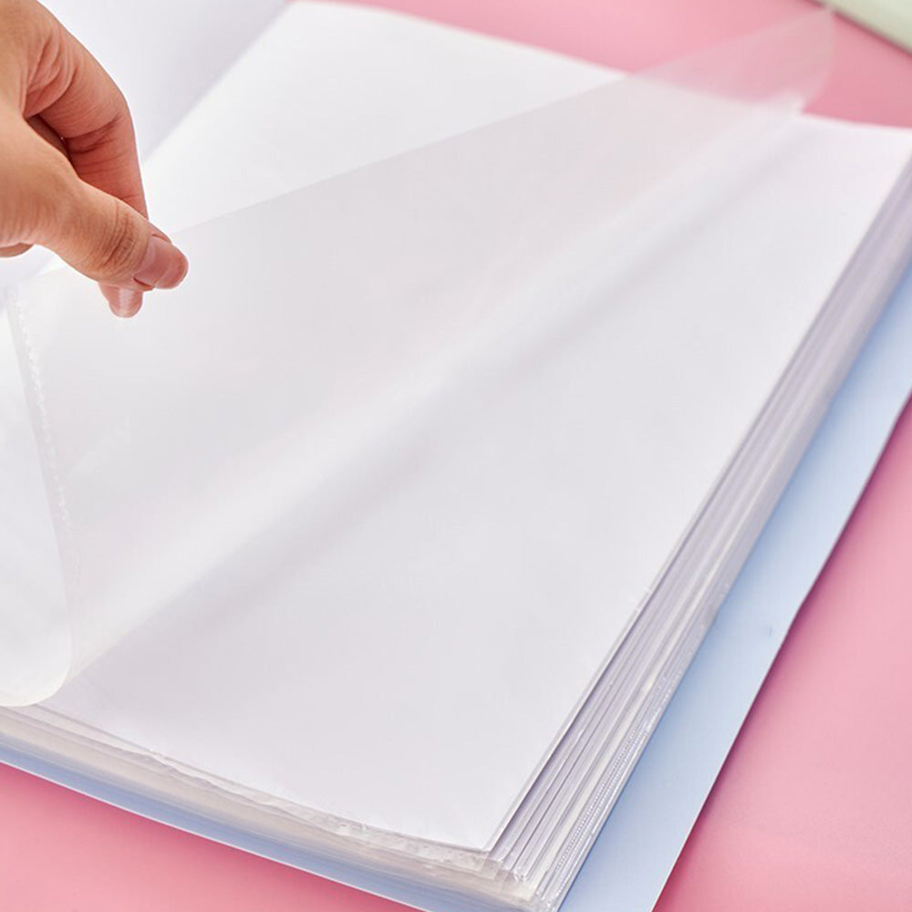 2 Pack A4 Sheet Protector Binder 40 Page Clear Folder for Certificates Posters-Blue