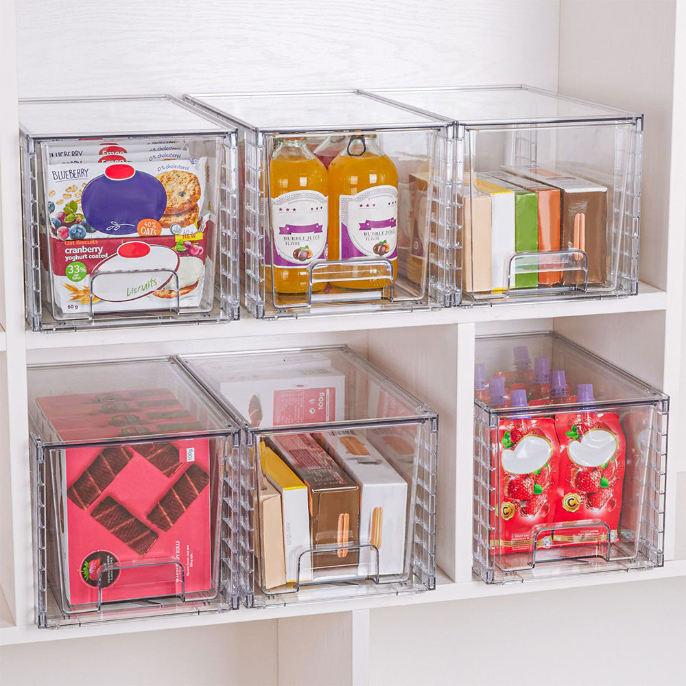 4Pcs Stackable Clear Makeup Organizer Drawer -M Size