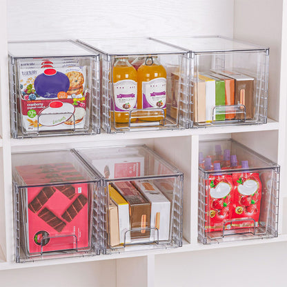 4Pcs Stackable Clear Makeup Organizer Drawer -M Size