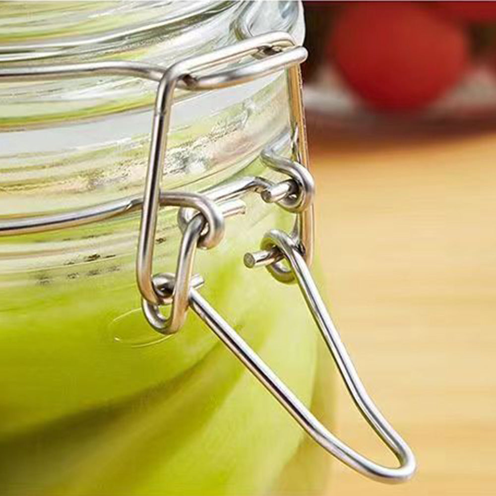 Clear Glass Airtight Storage Jar with Clamp Lid and Silicone Seal