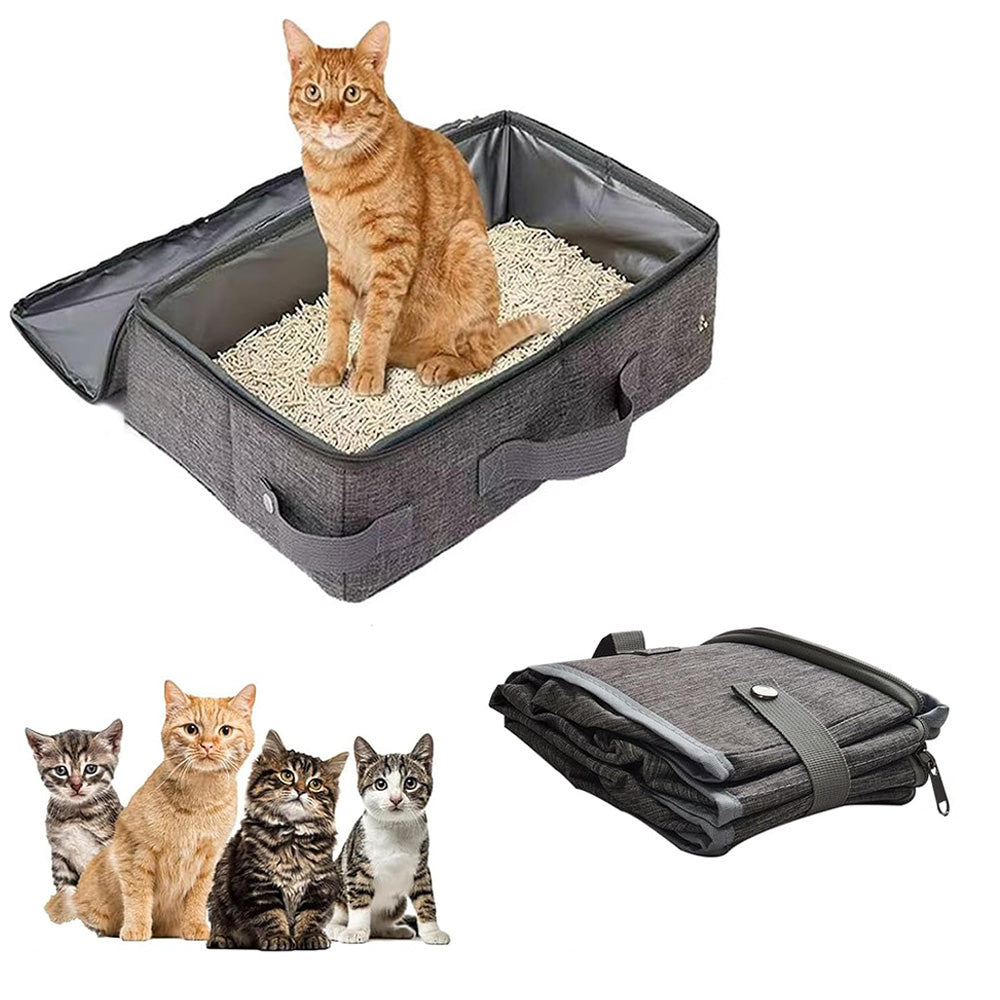 Portable Foldable Cat Travel Litter Box ââ‚?Waterproof & Easy to Clean Light Gray