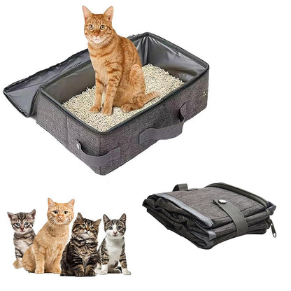 Portable Foldable Cat Travel Litter Box ââ‚?Waterproof & Easy to Clean Light Gray
