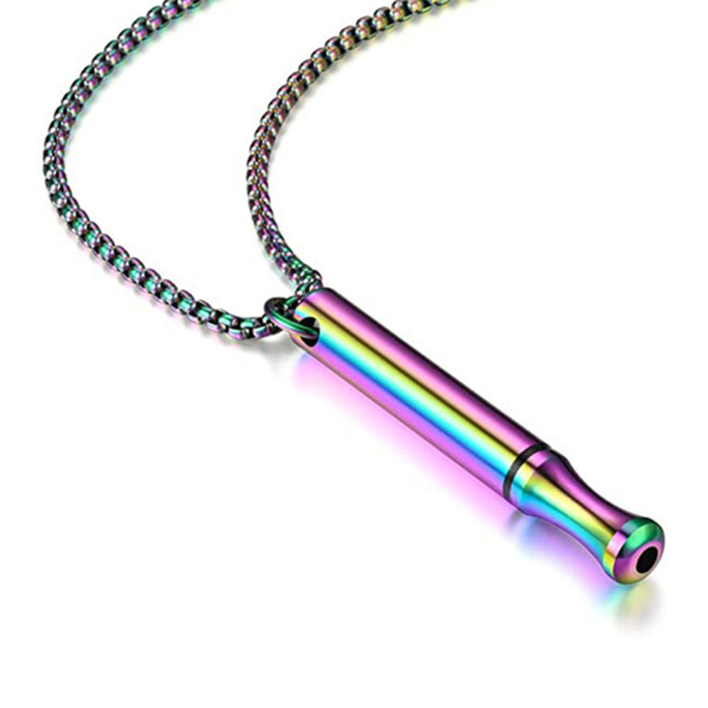 2Pcs Mindfulness Breathing Necklace Stainless Steel Breathe Pendant Meditation Tool Mixed Color