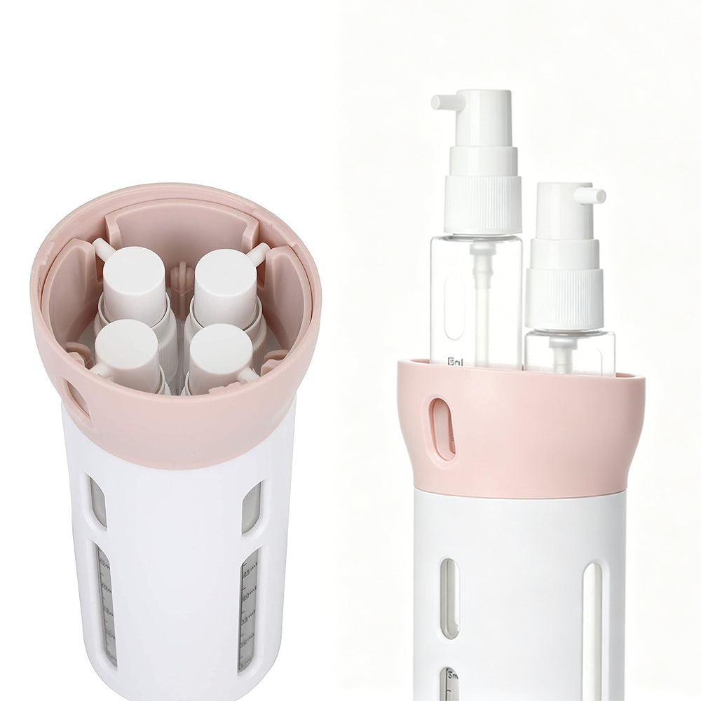 4-In-1 Travel Dispenser Bottle Set for Shampoo Lotion-Pink