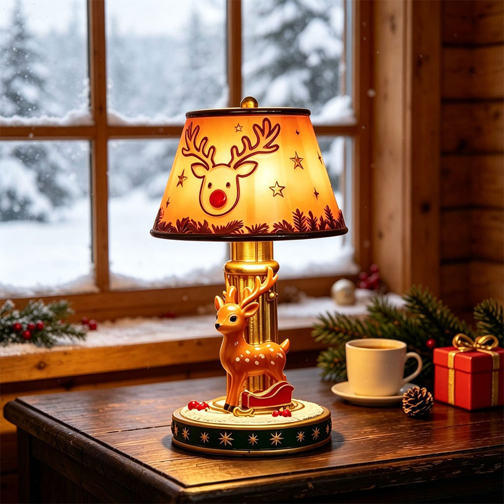 Christmas Table Lamp Vintage Resin Desk Light - Reindeer