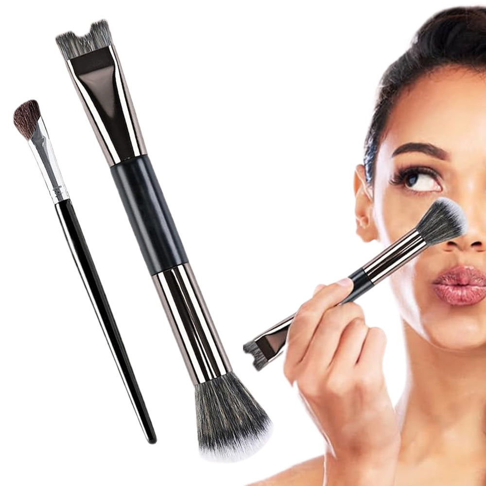 2-Piece Nose Contour Brushes - U-Shaped Angled Flat Brush for Precision Sculpting Blending