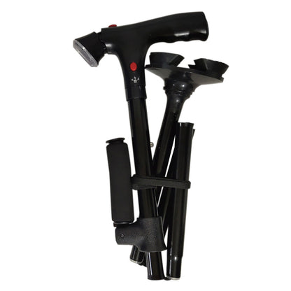 Walking Cane with LED Light Alarm Adjustable Dual Handles for Seniors and Adults