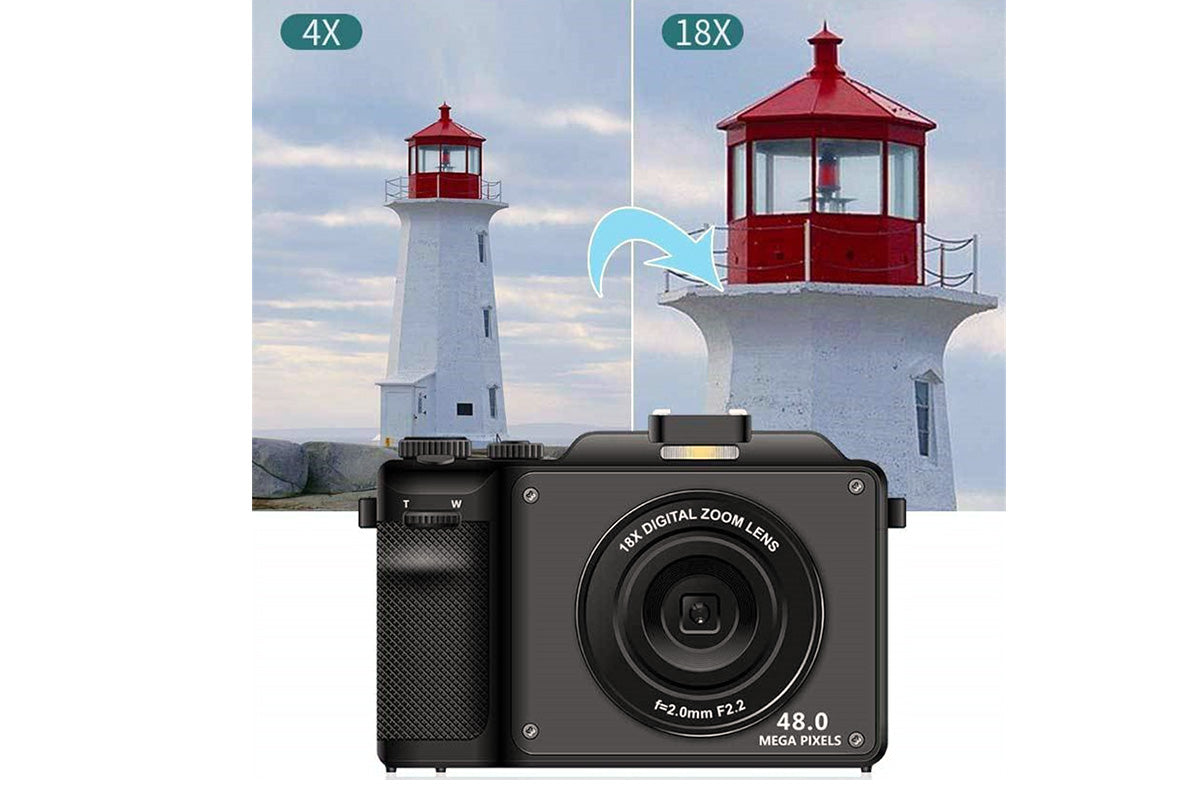 4K Digital Camera for Photography Video 18X Zoom Autofocus Anti-Shake Camera -Black