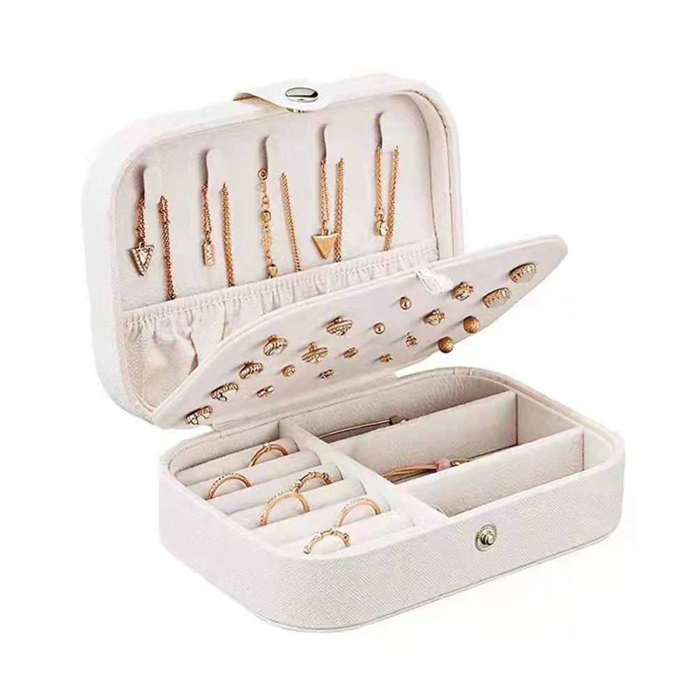 Portable Trave Jewelry Case Jewelry Storage Box for Earrings Rings Necklaces Bracelets Watches White