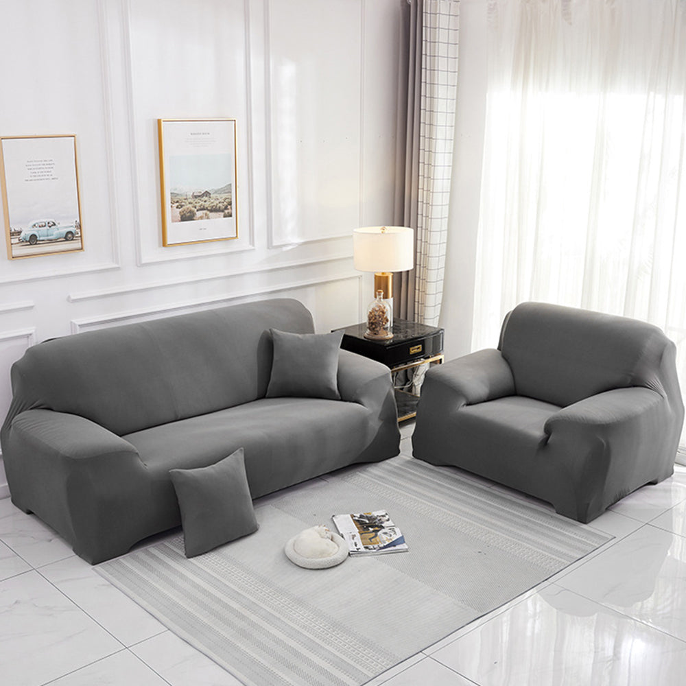 Elastic Stretch Sofa Cover Soft Four-Seater Sofa Cover Non-Slip Sofa Protective Cover -Gray