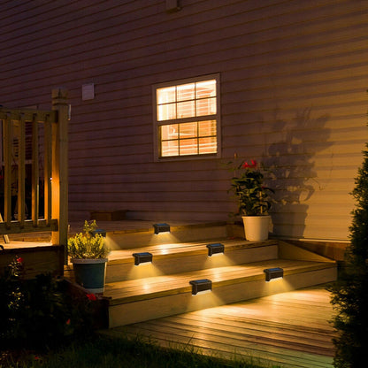 8Pcs Set Solar LED Deck Lights Outdoor Step Fence Lamp for Stairs Path Garden Patio Pathway