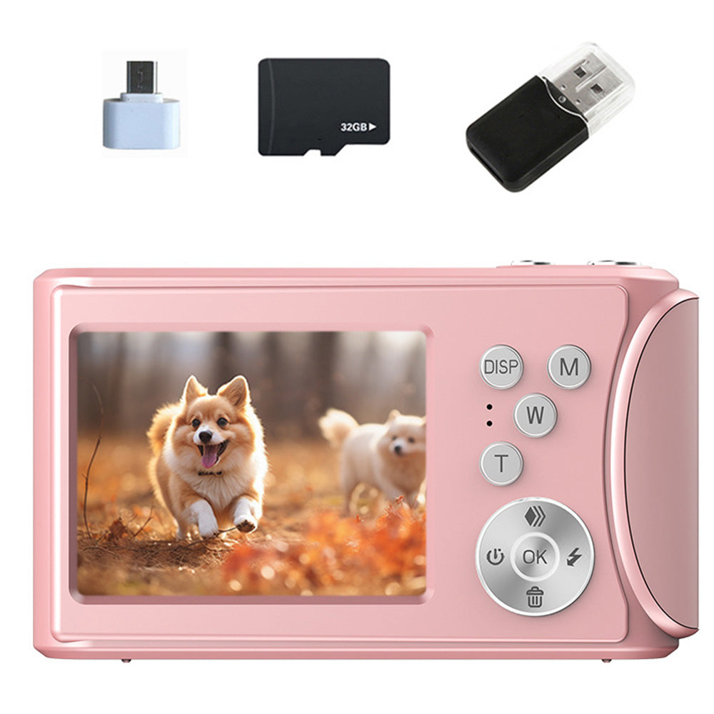 2.4-Inch Digital Point & Shoot Camera with 16X Zoom for Teens and Beginners Pink