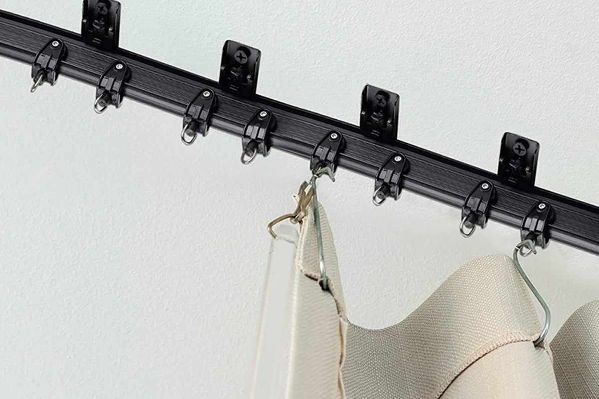 Flexible Ceiling Curved 5M Bendable Curtain Track - Black
