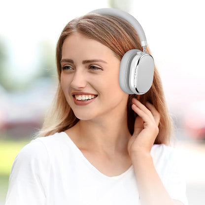 Bluetooth 5.3 Wireless Headphones Stereo Earphones Over Ear Headset Silver