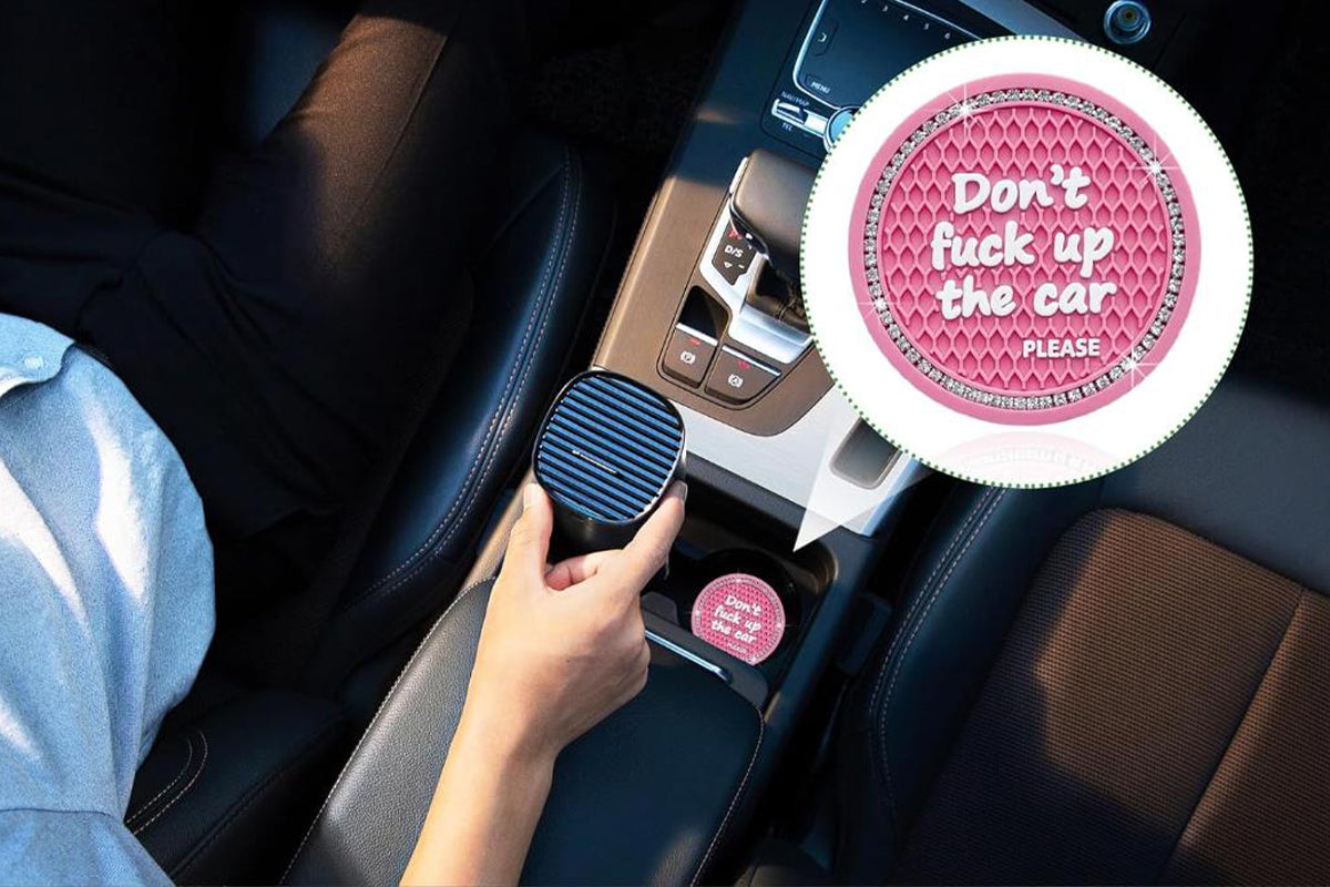 4Pcs Bling Cup Holder Coasters Auto Cup Holder Inserts Anti-Slip for Women Girls -Pink