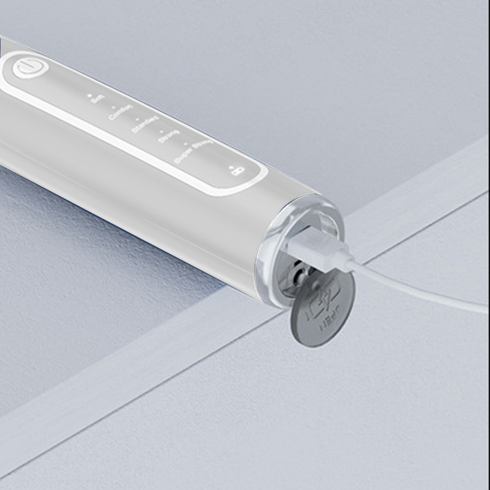 Ultrasonic Electric Tooth Cleaner Dental Calculus Remover Teeth Cleaning Kit LED Light-White